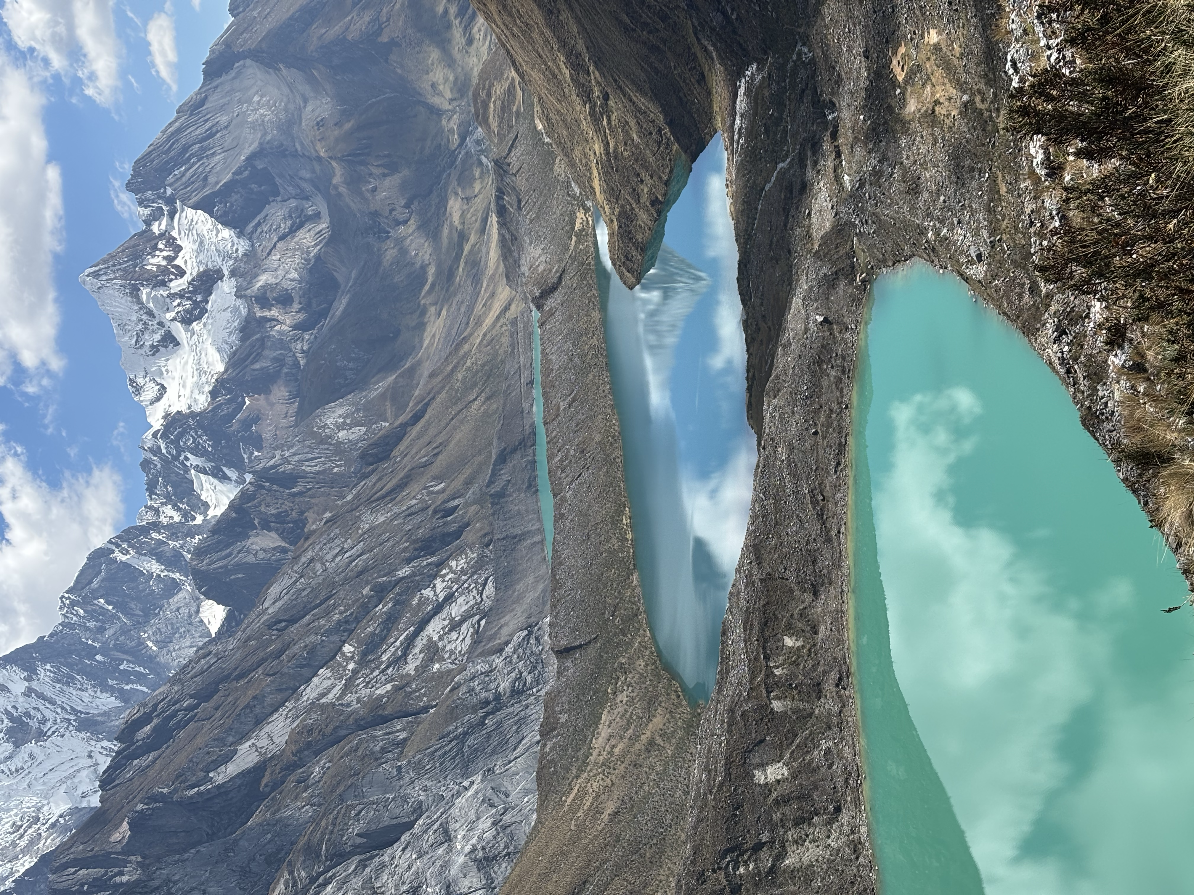 Huayhuash – türkise Gletscherseen von einem Pass aus gesehen