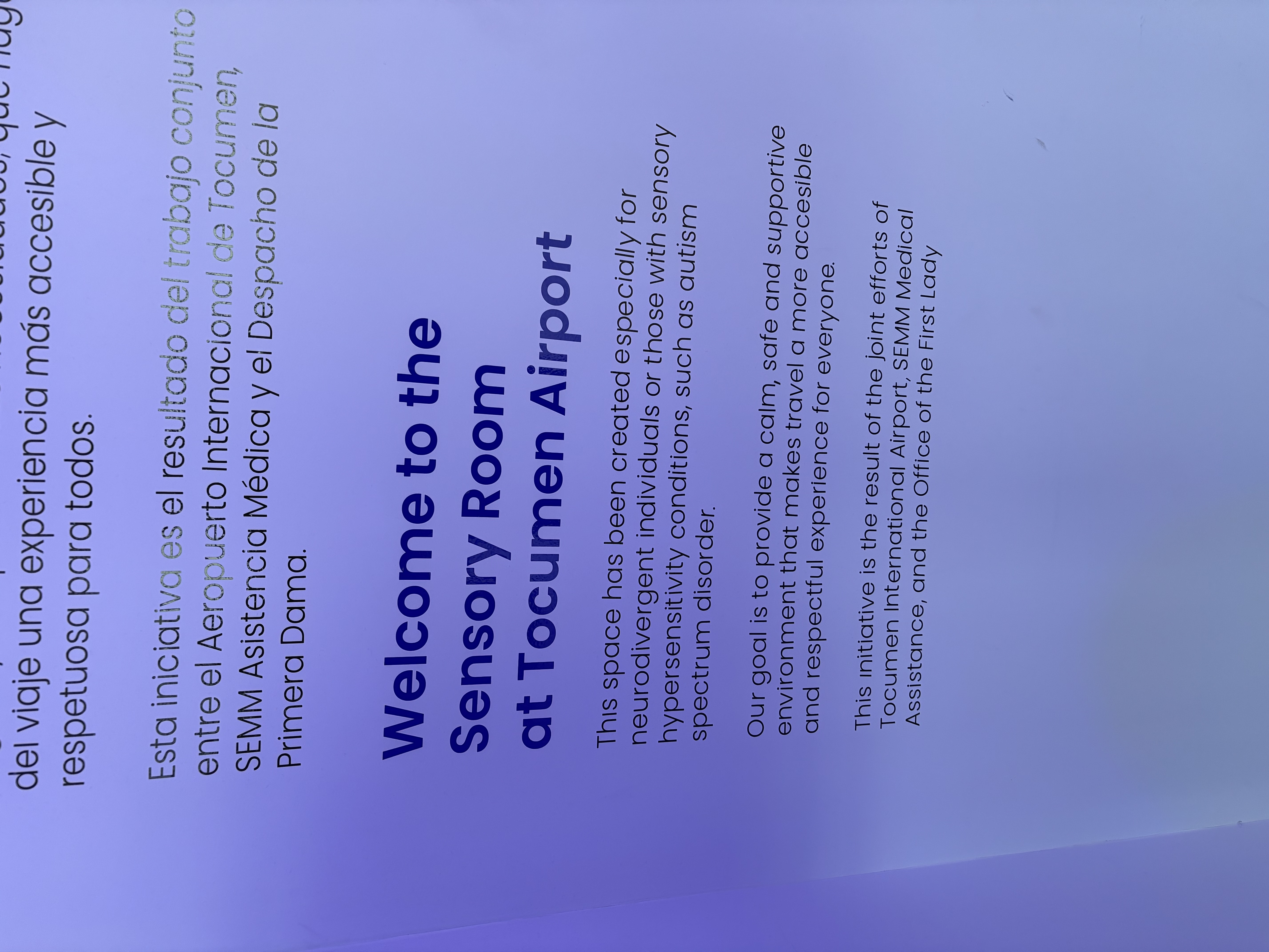 Oh, wie schön ist Panama! - das Schild des Sensory Room am Flughafen Tocumen