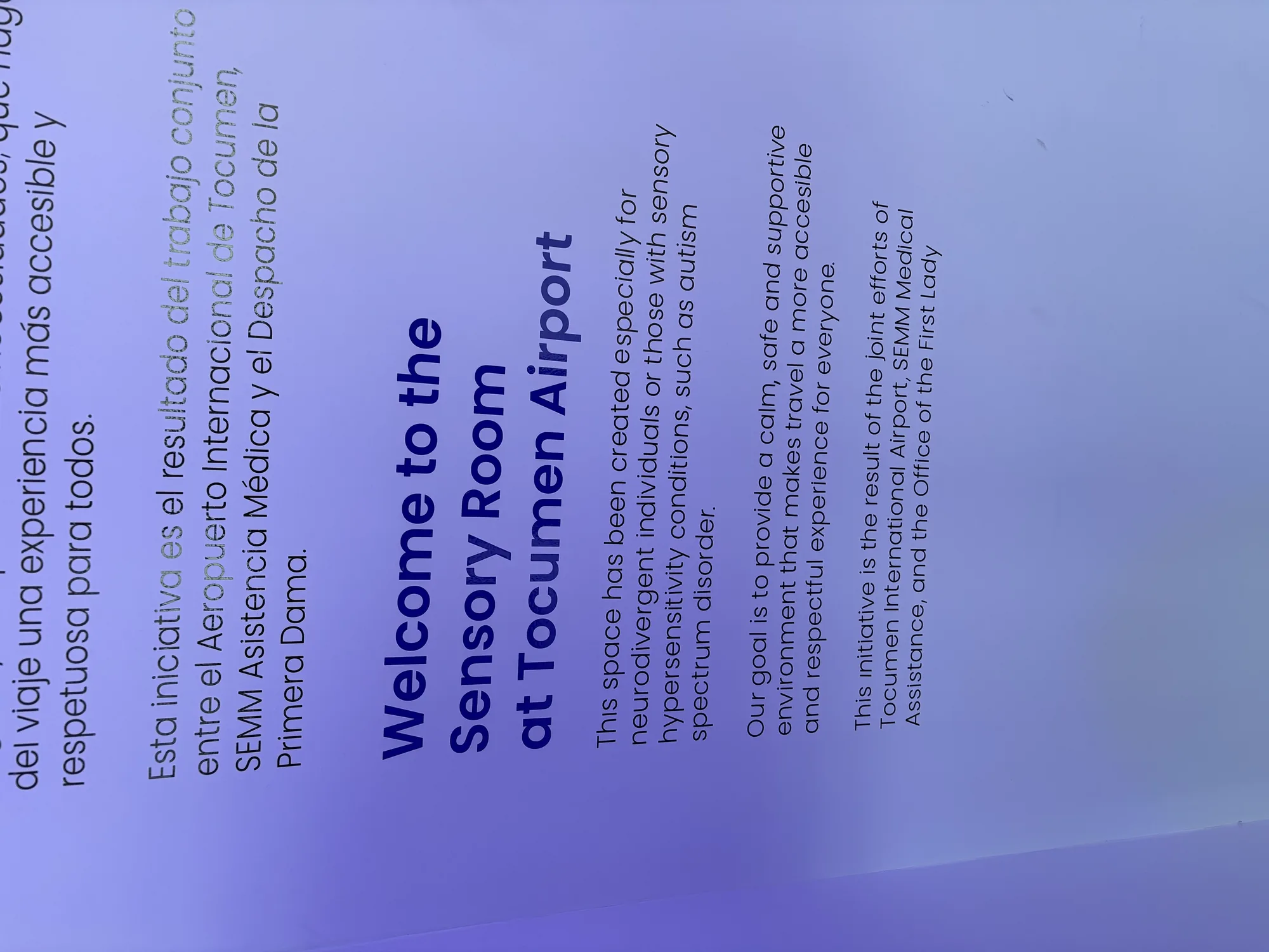 Oh, wie schön ist Panama! - das Schild des Sensory Room am Flughafen Tocumen